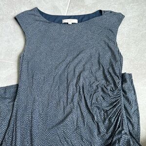 Side ruched tank dress w polka dot print